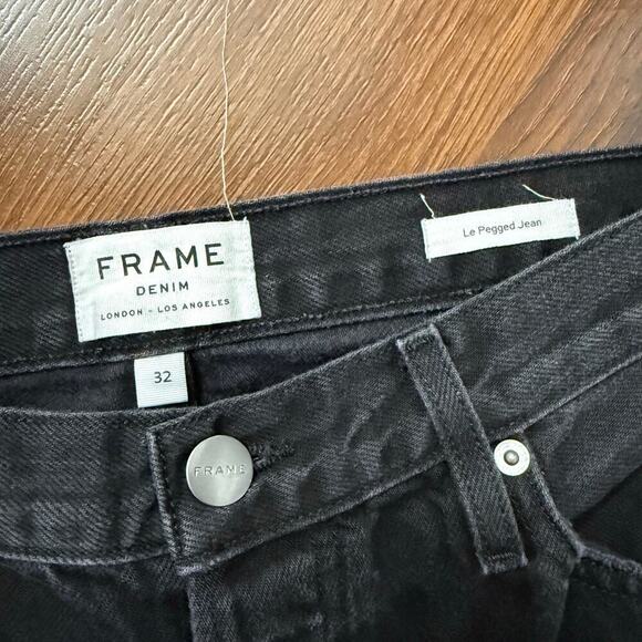 Frame Le Pegged Jeans Beacon Bay Black High Rise Straight Casual Minimalist 32 - Picture 7 of 8